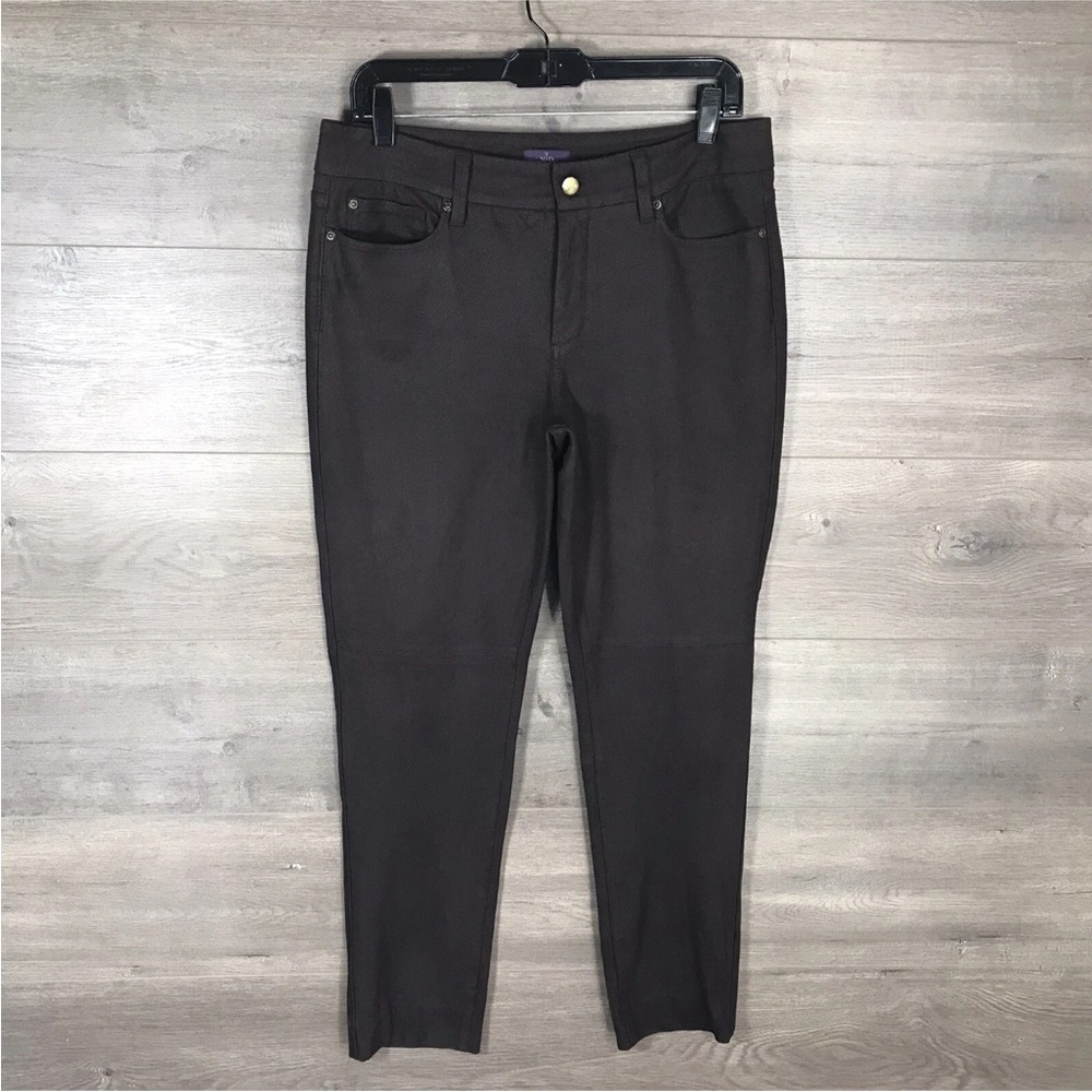 NYDJ Women's Size 12 Skinny Legging Pants Brown Textured Sheen 30" Inseam
